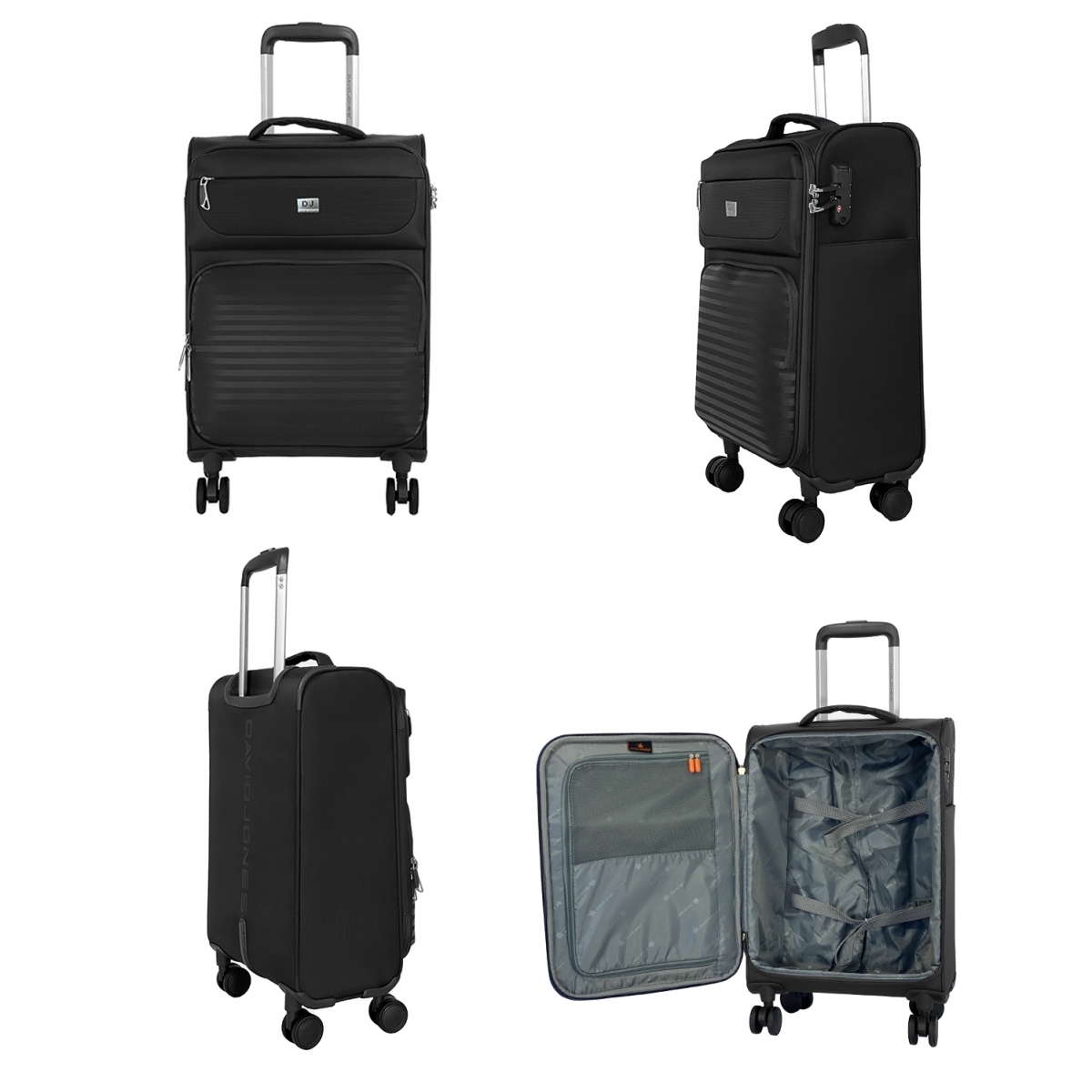 David Jones Lot de 3 valises dont 1 cabine souples extensibles David Jones