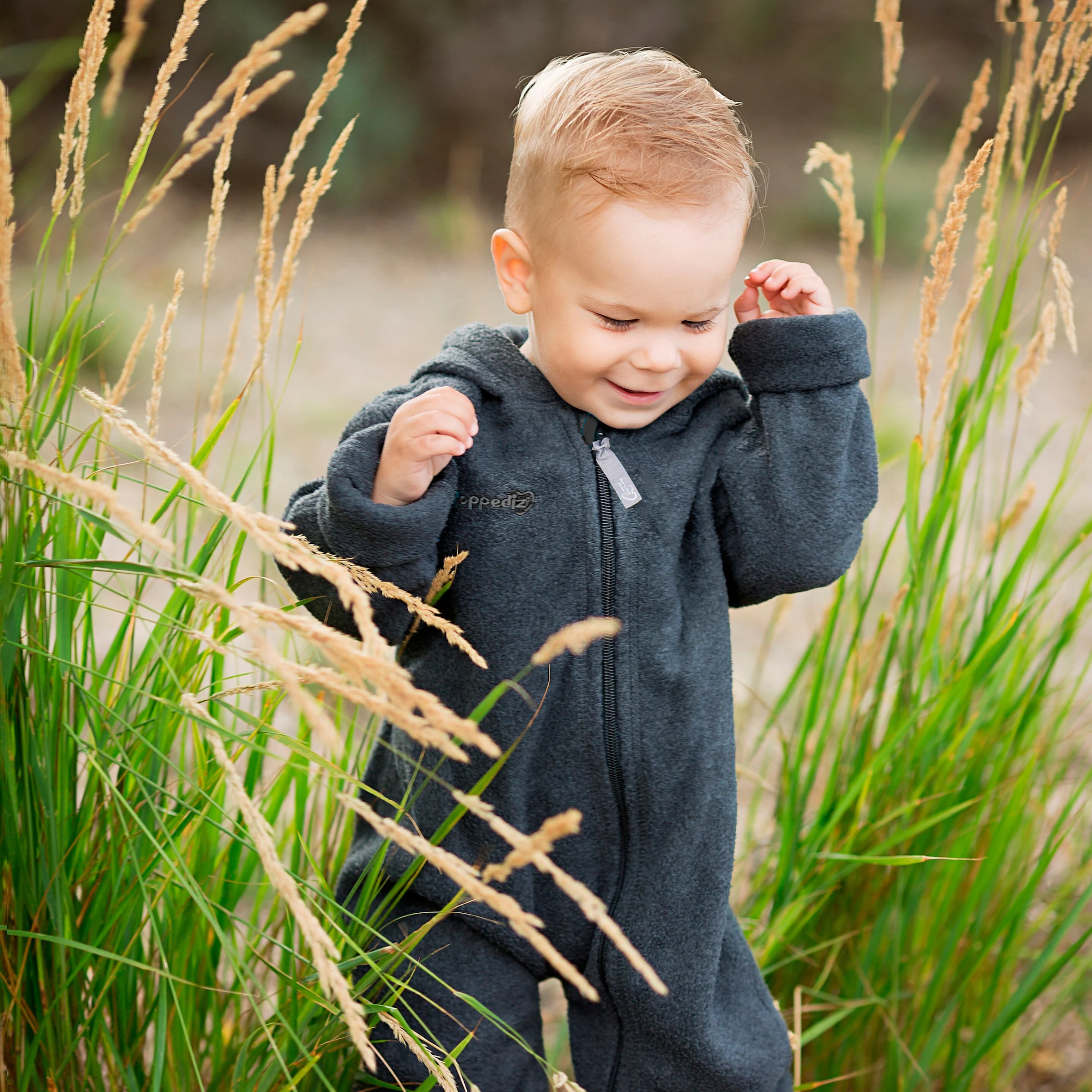 HOPPEDIZ® Overall Fleece-Overall mit Umschlagbündchen anthrazit