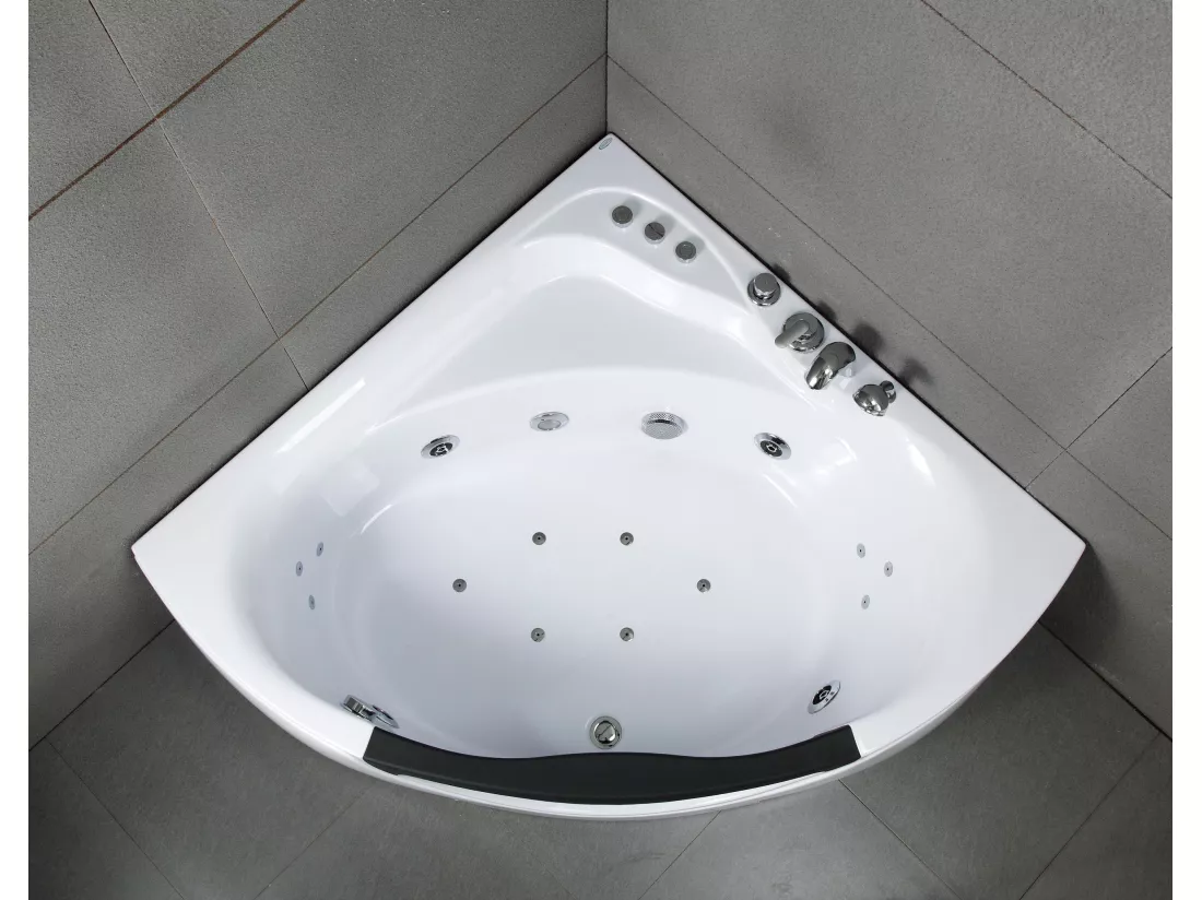 Baignoire balnéo d'angle TASMANIE Jets L135xl135xH54cm, by SPALINA