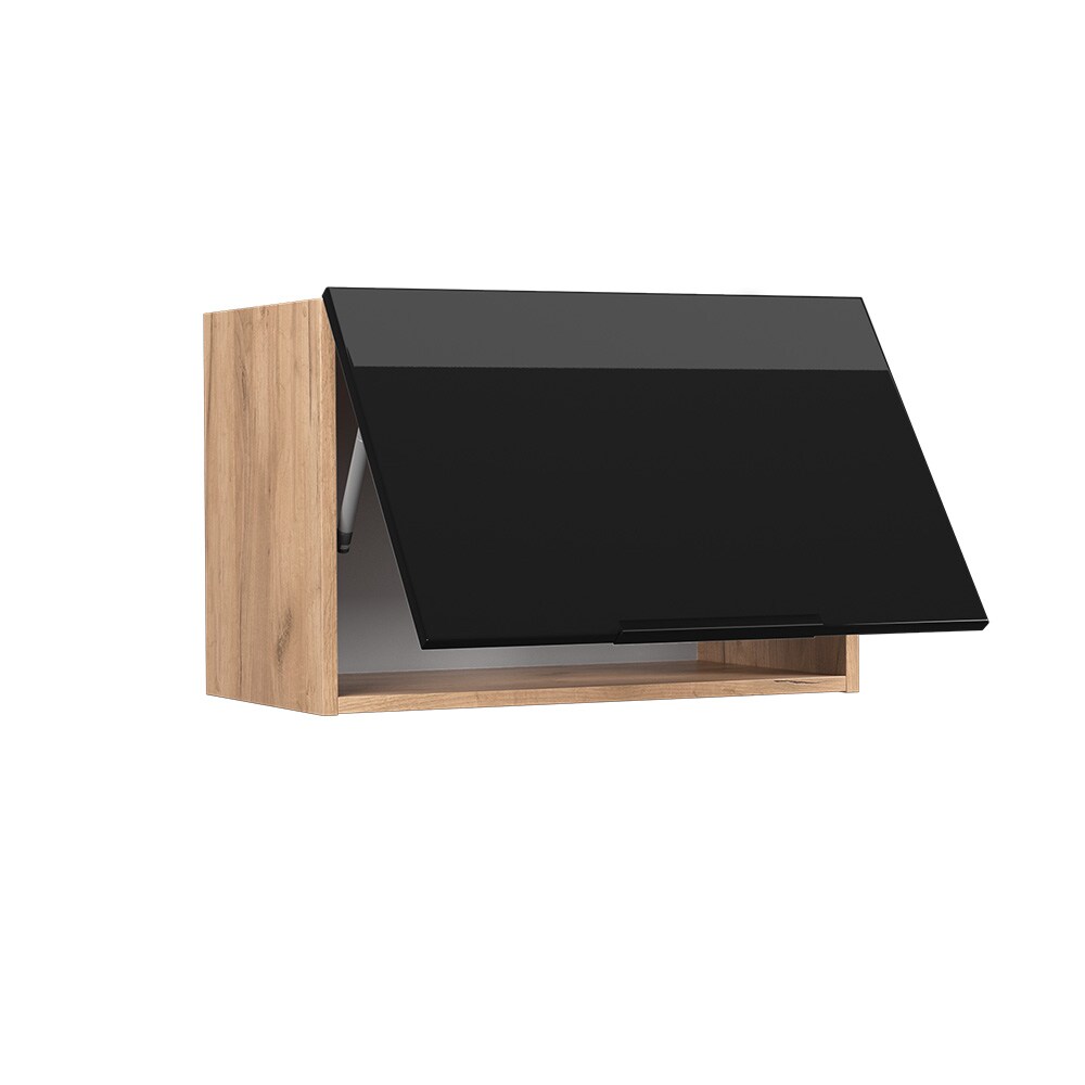 Vicco Hängeschrank Küchenschrank Küchenmöbel Fame-Line Eiche Schwarz 60 cm flach modern Hochglanz