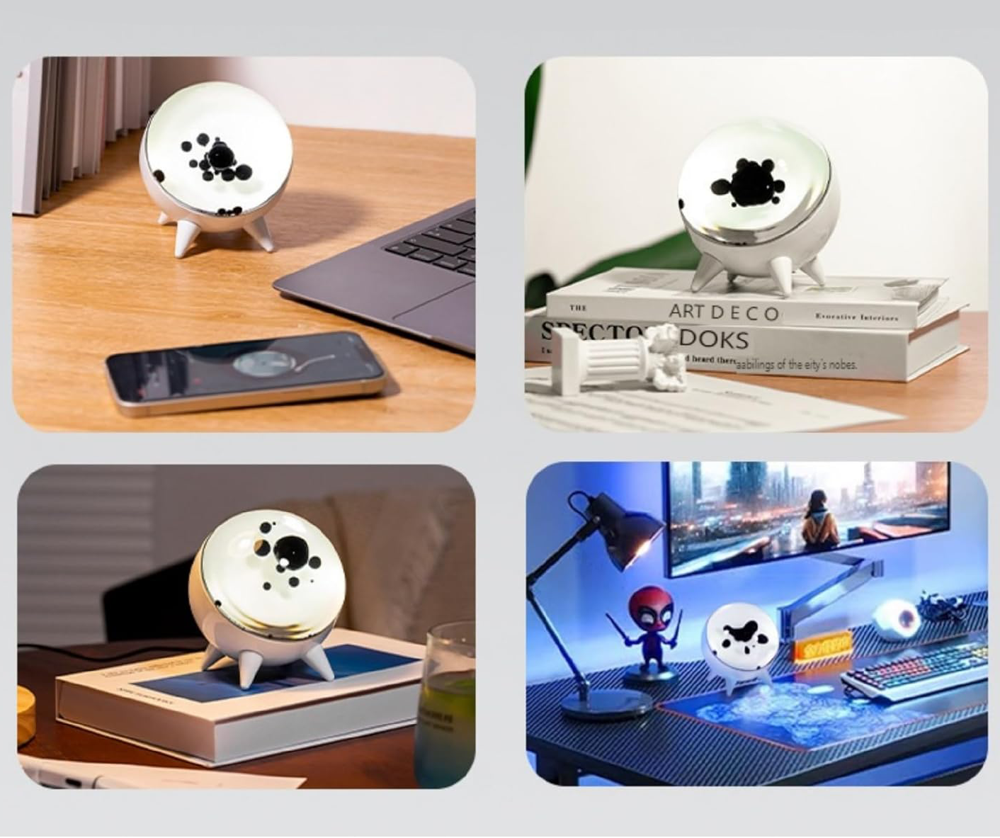 (Ø98mm) Ferrofluid LED Rhythmuslampe Home Deko Stimmungsleuchte Magnetischer USB Sound Visualizer - Weiss
