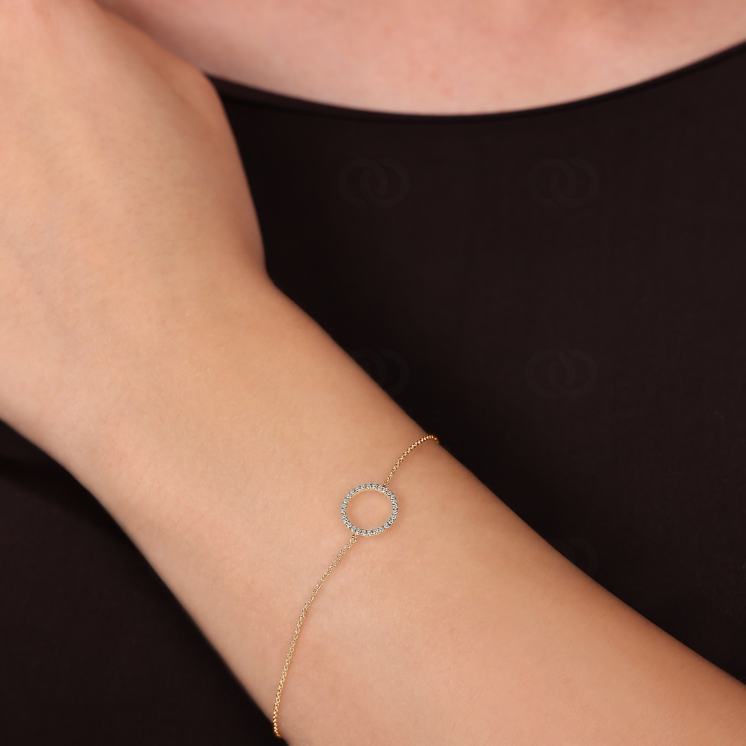 Armband 750/18 K Roségold mit Diamanten 0.09 ct H/si