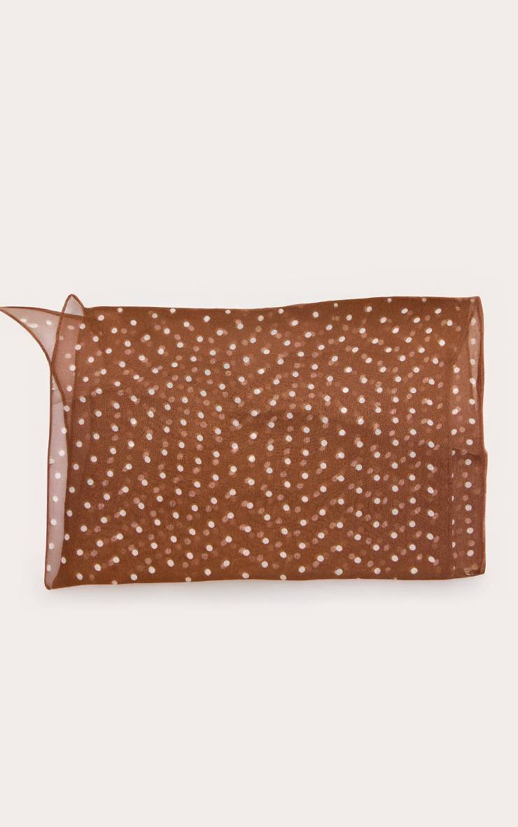 Marron Foulard Long En Mousseline À Pois