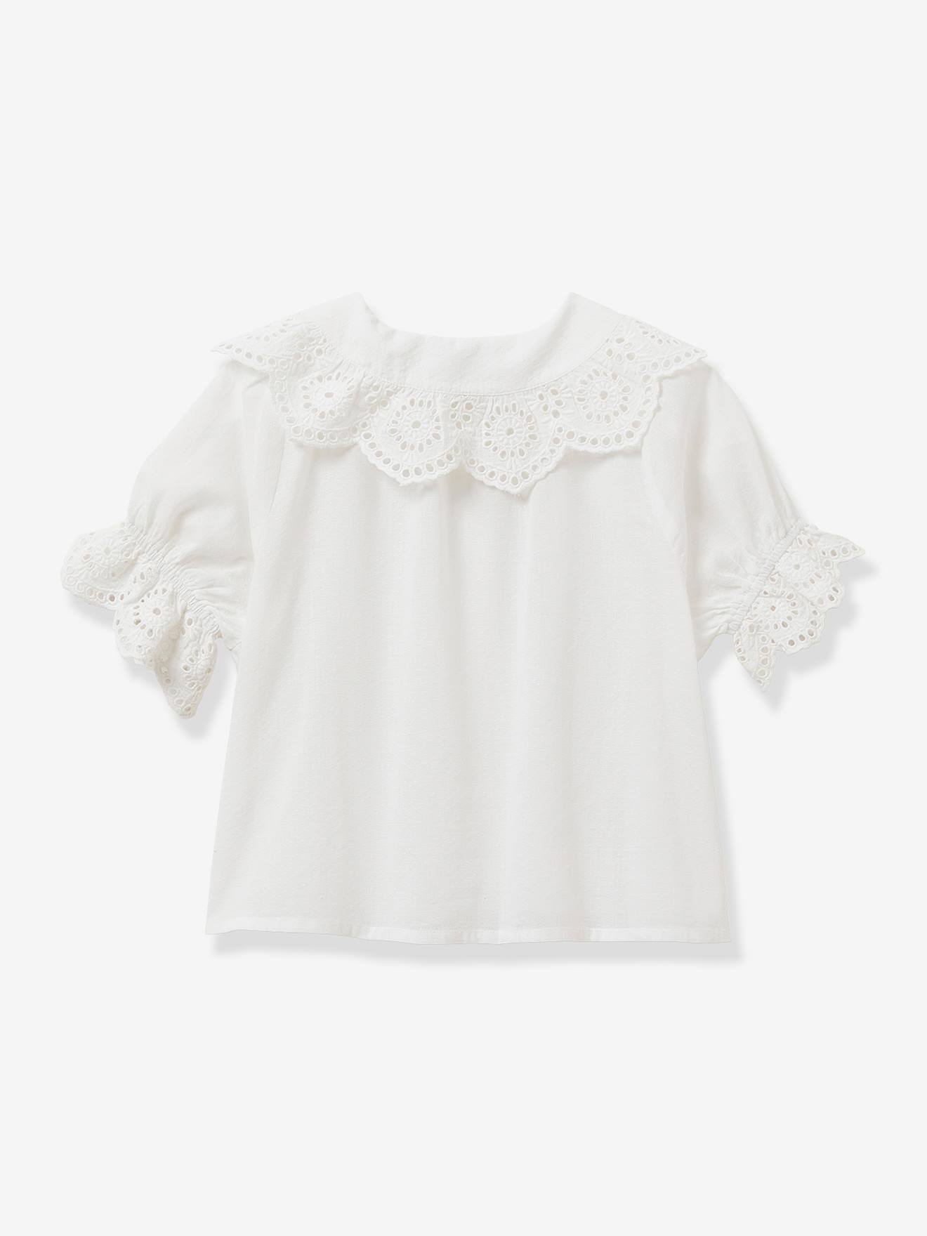 Blusa com bordado inglês para meninas