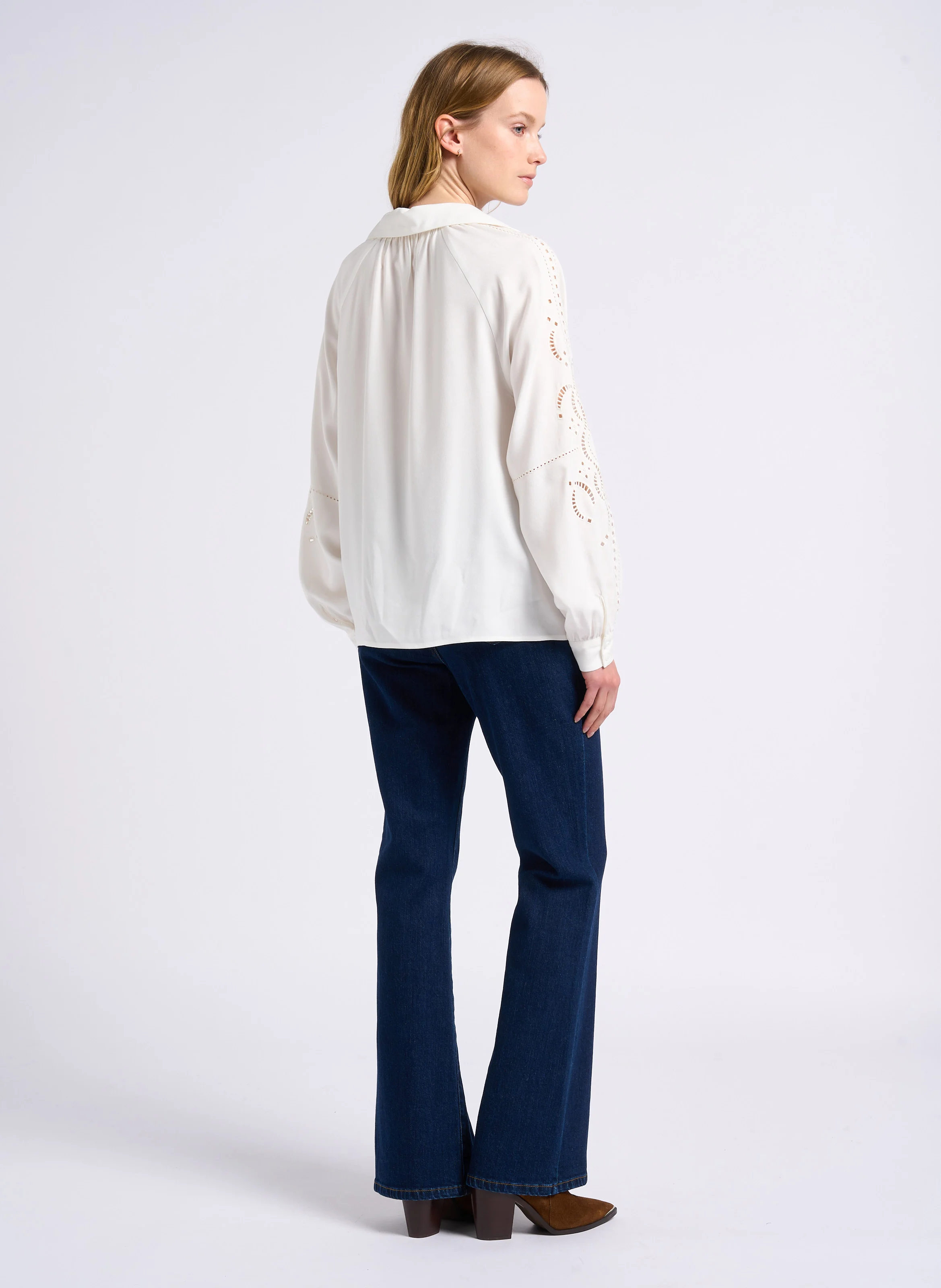 ROUAN - Jean flare en coton mélangé | Bleu