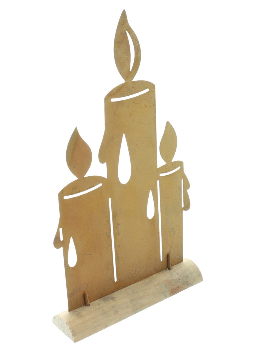 FRANK FLECHTWAREN | Metalen decoratieve kaarsen, 15 x 5 x 26,5 cm, METAAL, HOUT