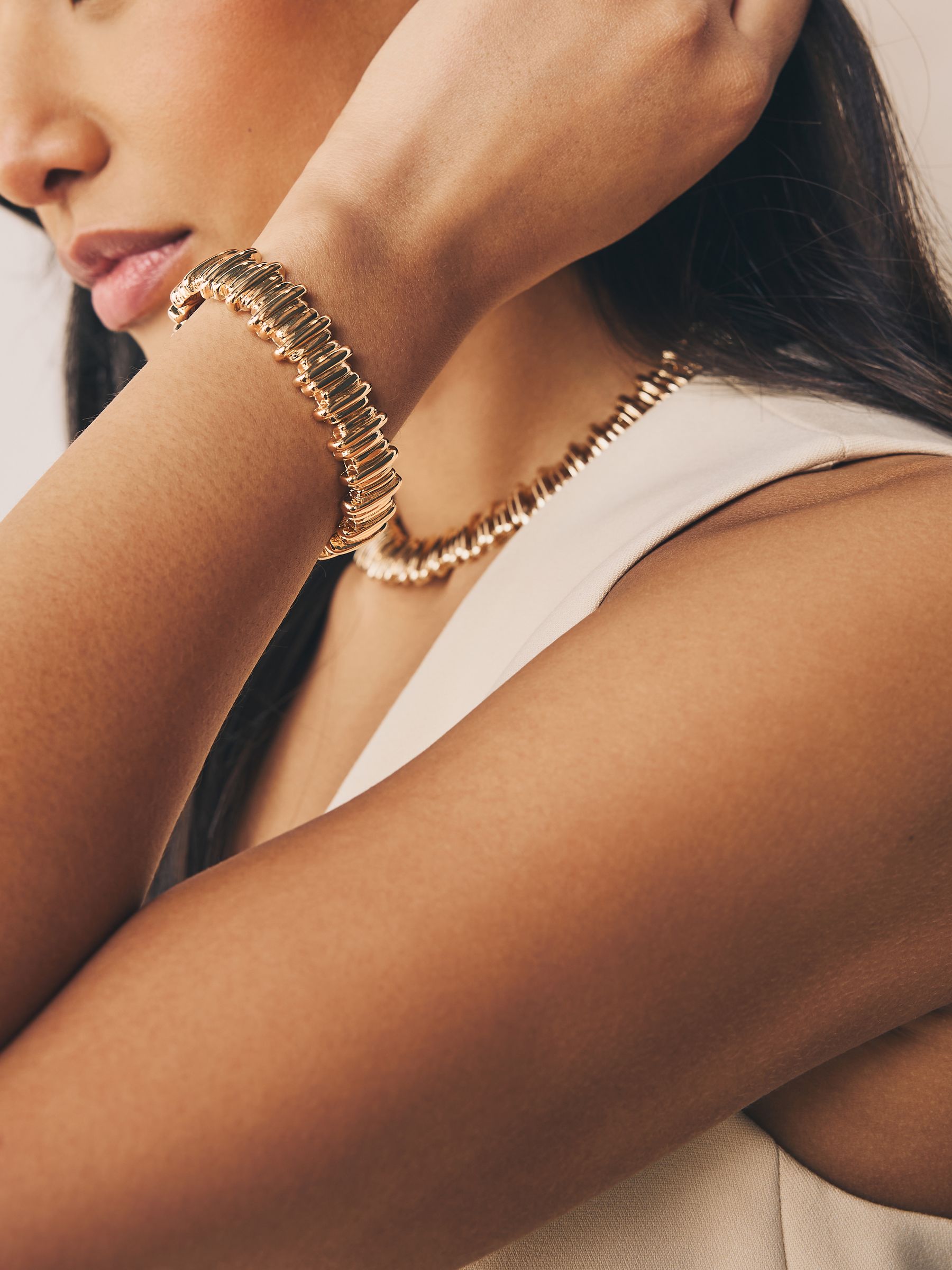 Goudkleurig - Ridged Stretch Bracelet