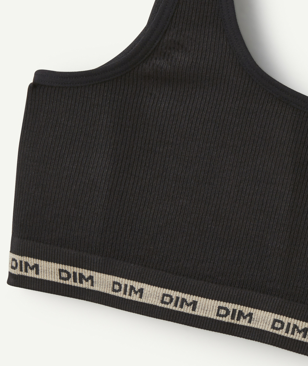 DIMbrassière côtelée fille noire avec élastique