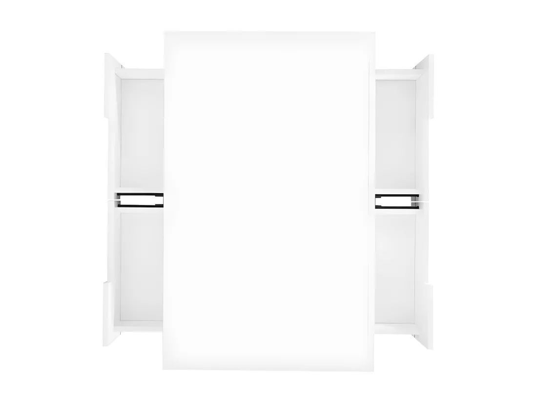 Table basse avec LED - finition brillante - 4 tiroirs avant et arrière - Blanc
