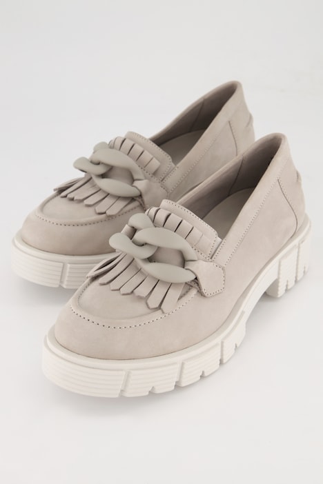 Caprice Leder-Loafer, Zierkette, Fransen, Komfortweite