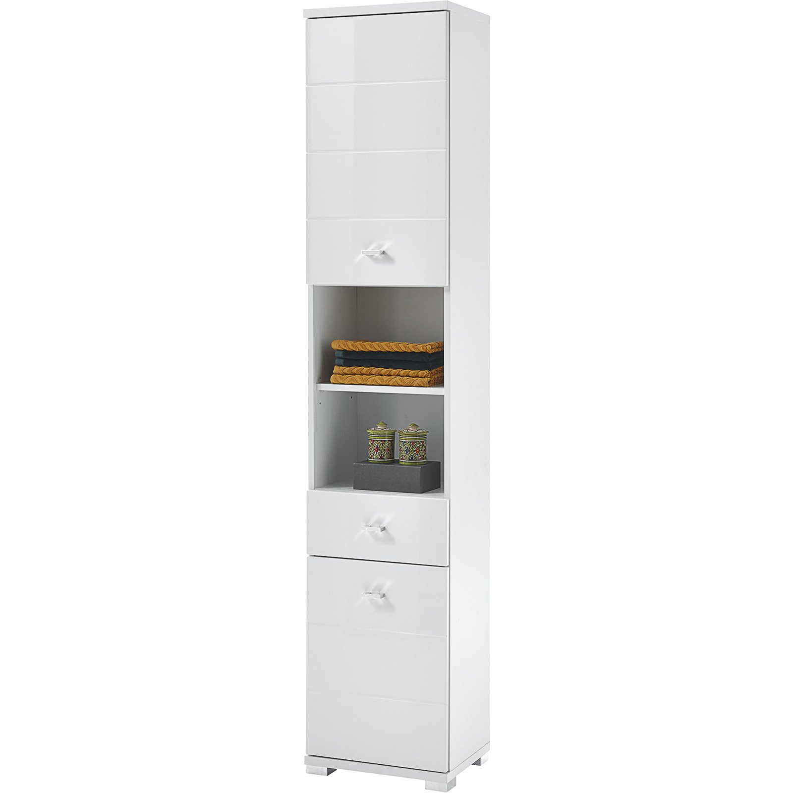 Hochschrank Loop Dekor hochglanz weiss 38 x 190 x 30 cm