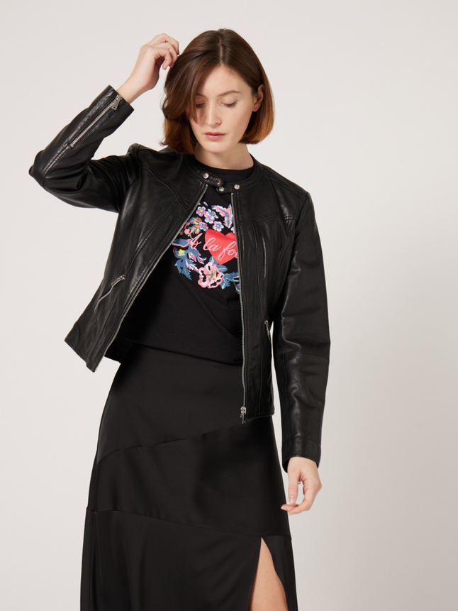 Veste en cuir style motard