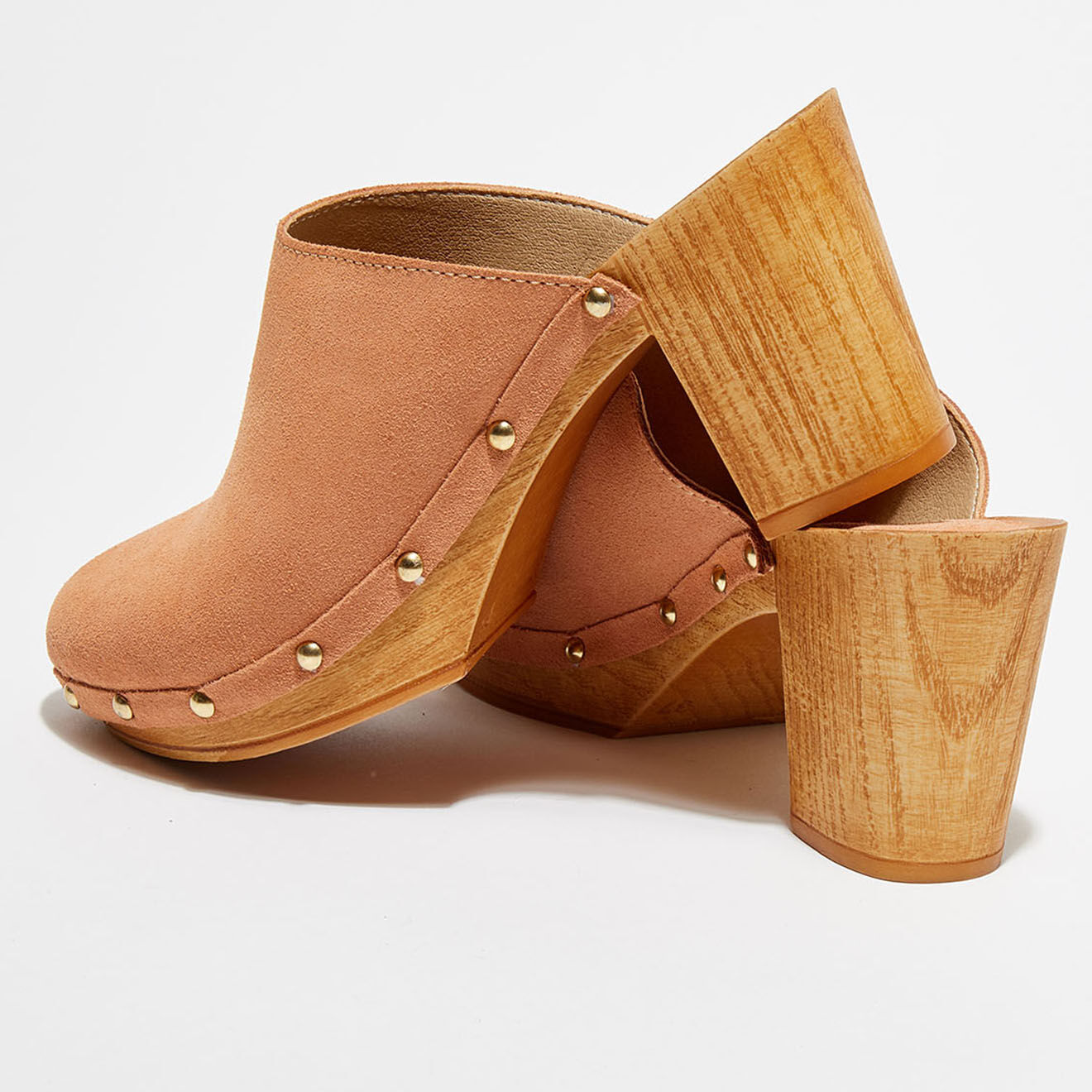 Apologie Studio Sabots en Velours de Cuir Aria blush - Talon 8 cm
