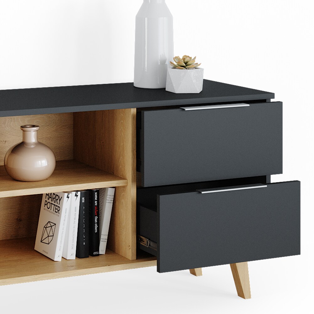 Vicco Kommode Wohnzimmerschrank Anrichte Neptune Anthrazit/Buche Schublade 134cm