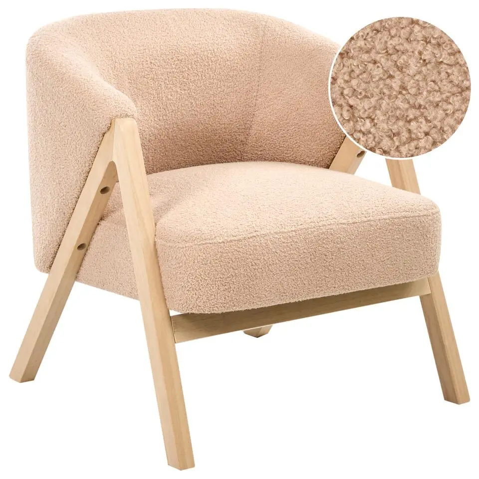 SKEI - Fauteuil - Beige - Bouclé