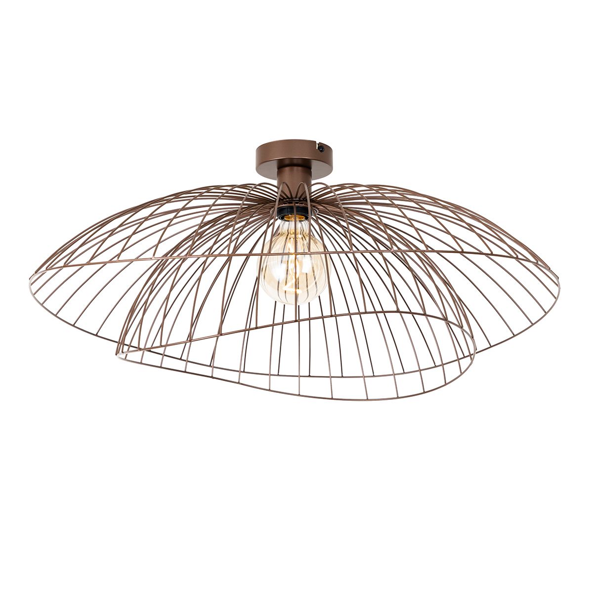 Smart plafondlamp brons met dubbele kap 45cm incl. Wifi G95 - Pua