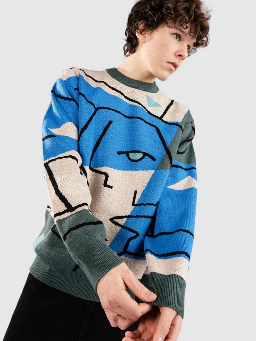 Blue Tomato Graphic Knit Pullover blue