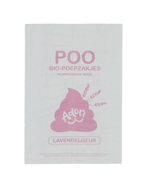 Adori Poo Bio-Poepzakjes - Hondenpoepzakjes - 22x32 cm 1x15 Zakjes Lavendelgeur
