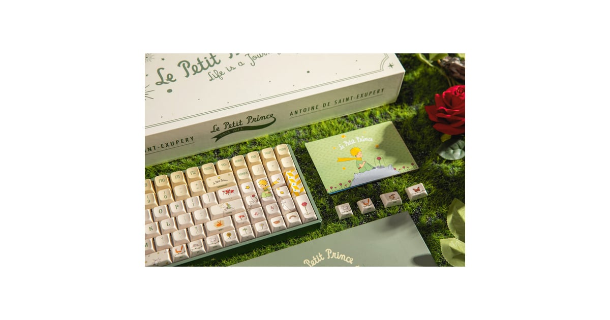IqunixF97 Floral Date, gaming toetsenbord  (Groen/wit, US lay-out, IQUNIX Little Prince, RGB leds, 96%, Hot-swappable, PBT, 2.4GHz | Bluetooth 5.1 | USB-C)