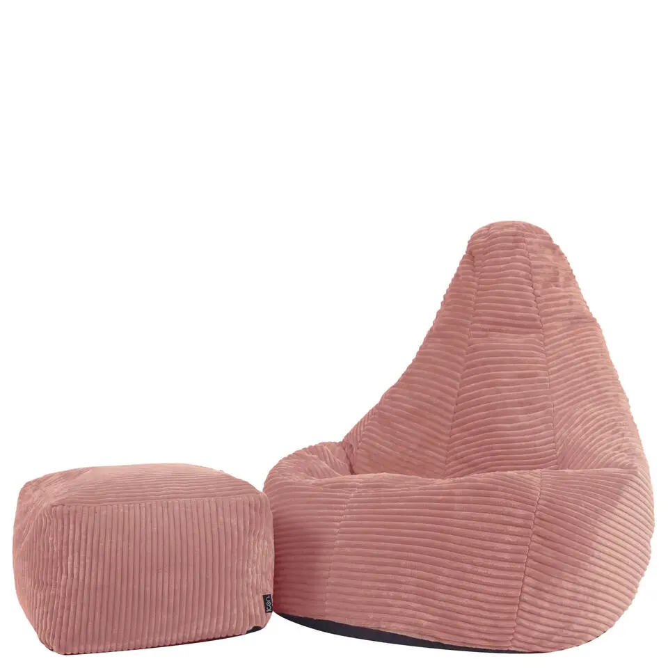 icon - Dalton Kinderzitzak Stoel met Poef - Ribfluweel - Oud roze