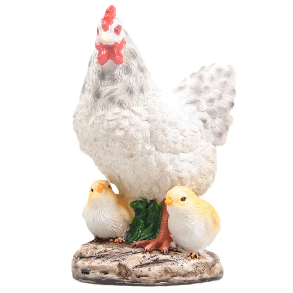 Farmwood Kip tuin beeldje - binnen/buiten - 15 x 10 x 20 cm