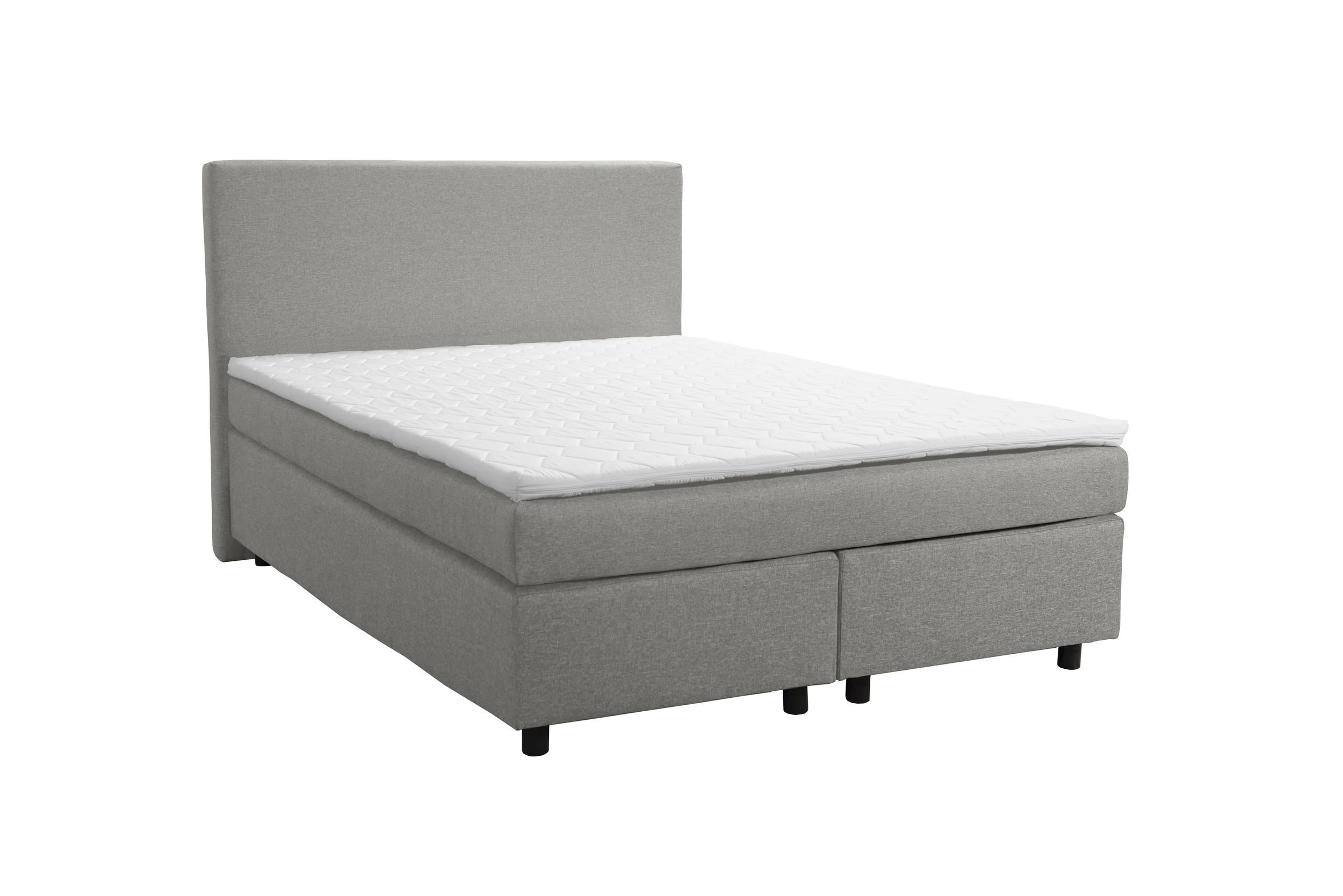 Boxspringbett Hotelbett 140x200 Bonellfederkern Bett mit Topper Paxos 1 hellgrau