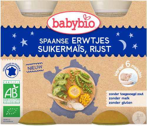 Babybio Babybio Pois D'Espagne - Maïs Doux - Riz Dès 6 Mois Pots 2x200g (51058)