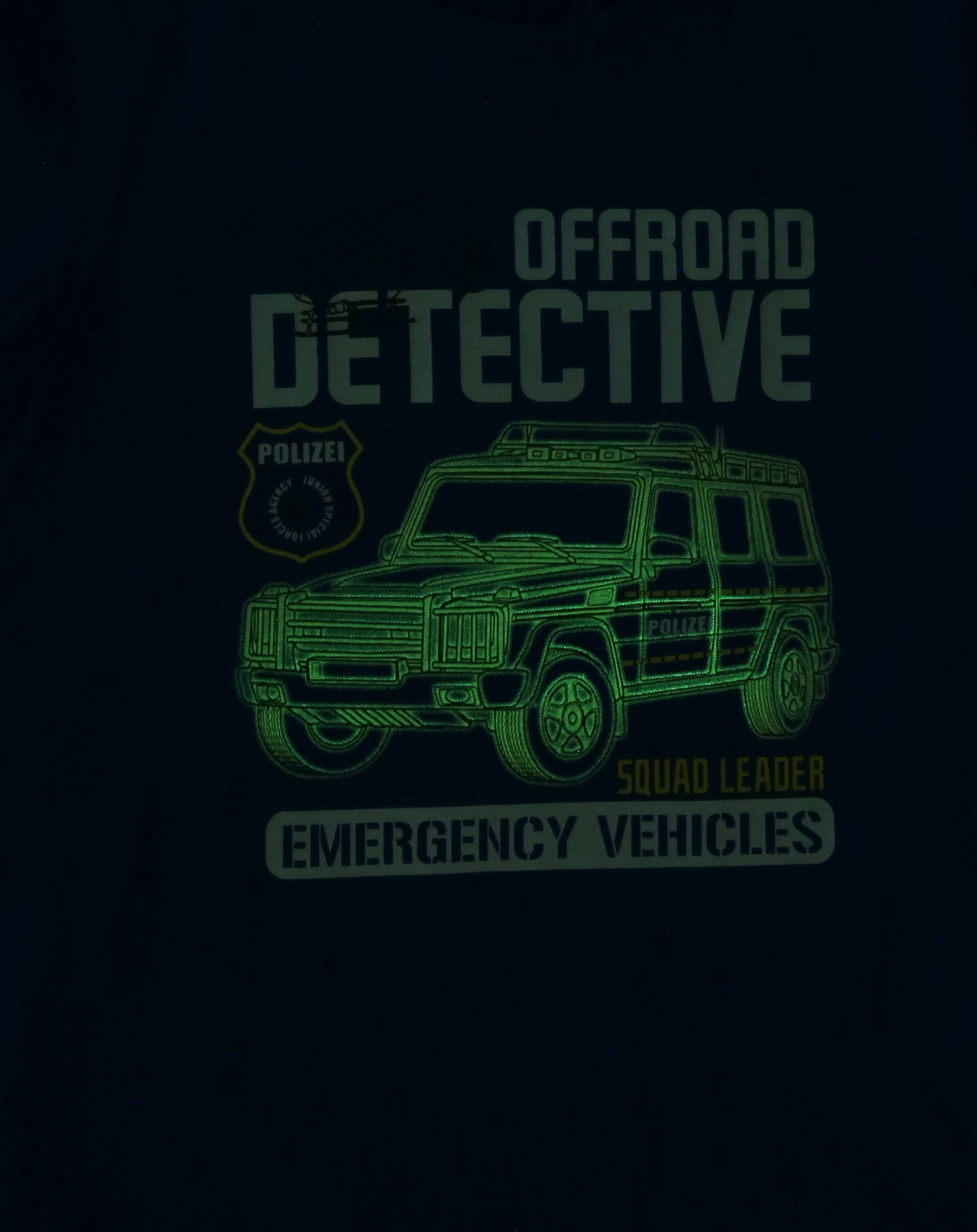 T-Shirt DETECTIVE GLOW IN THE DARK in strong blue