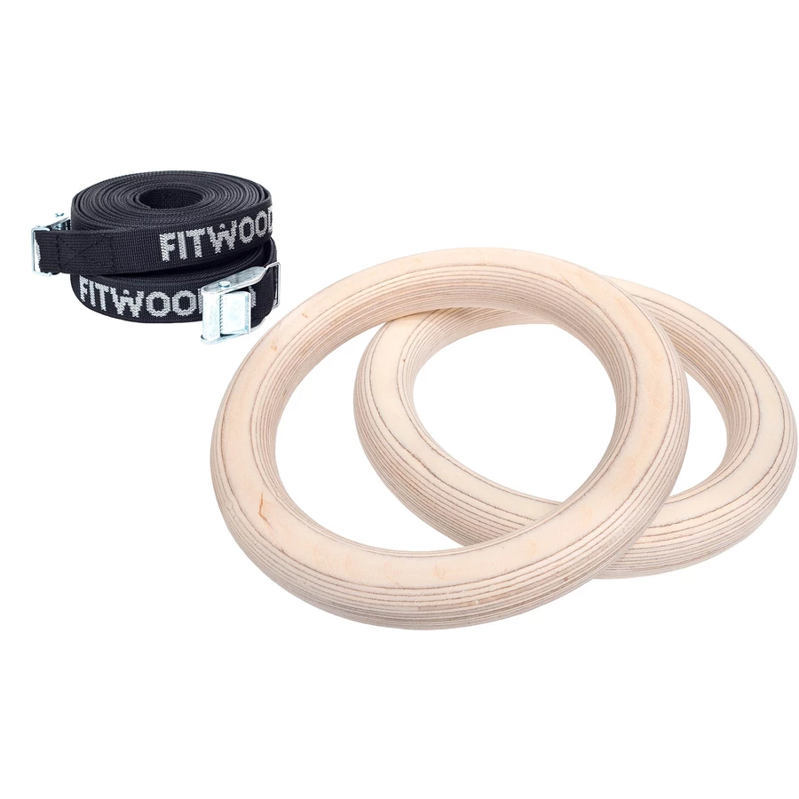Fitwood ULPU MINI Turnringe, Birke - schwarze Riemen