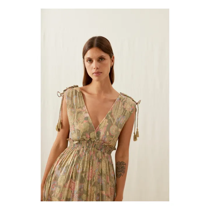 Louise Misha Robe Métallisée Plumiska - Collection Femme | Vert kaki