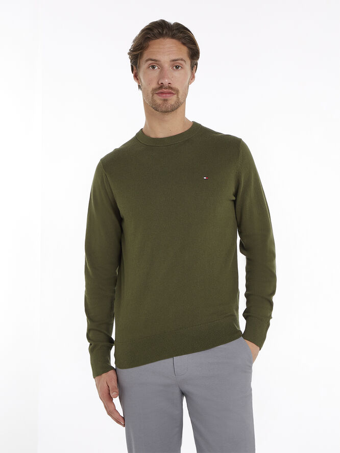 Tommy Hilfiger PIMA ORG CTN CASHMERE CREW NECK Army green