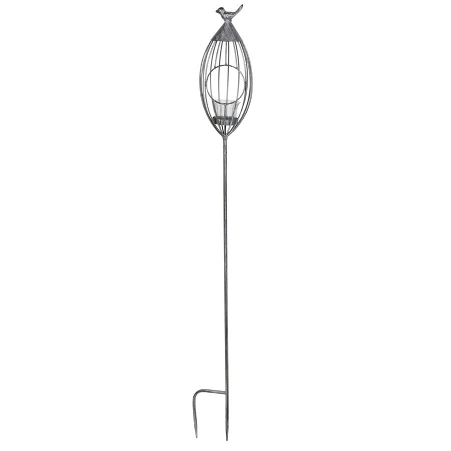 Gartenstecker Vogelkäfig 11x101cm Silber-Grau