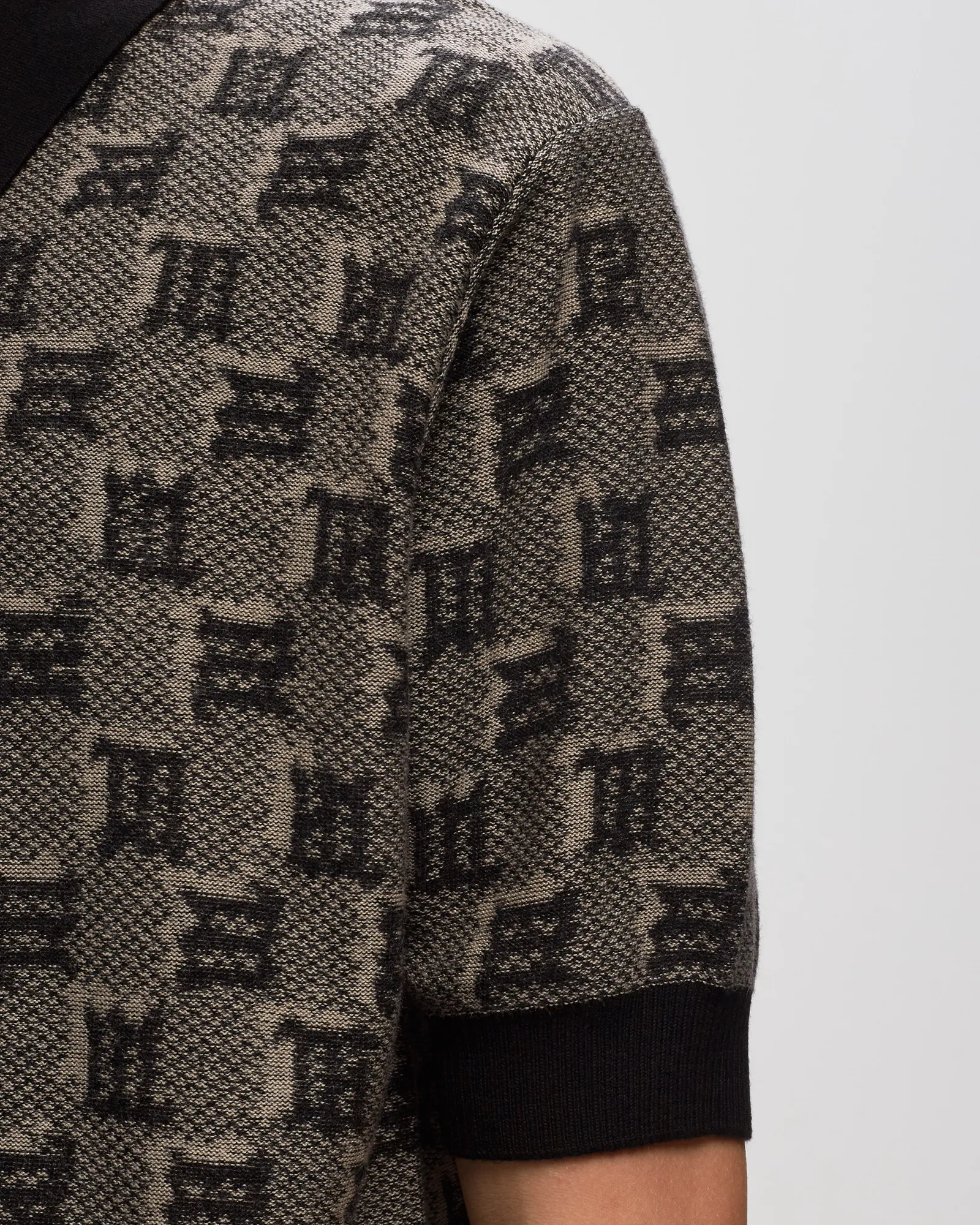 MISBHV SILK WOOL KNITTED MONOGRAM POLO TEE