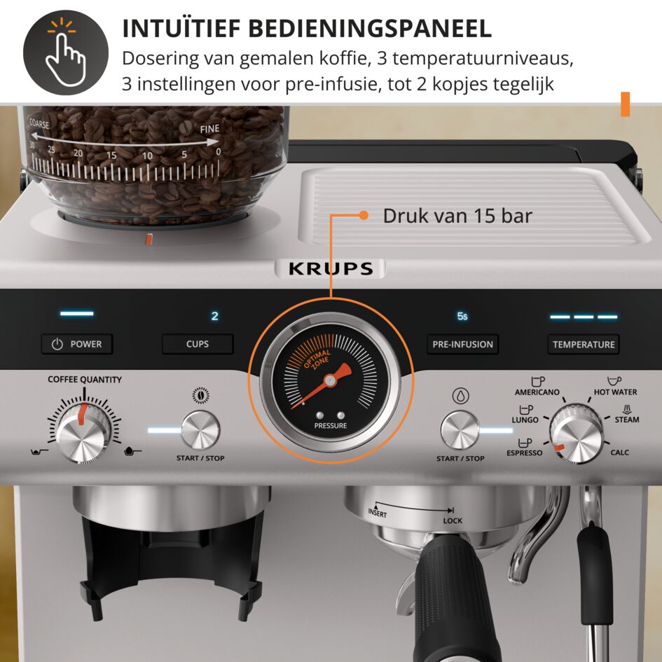 Precision XP801T pistonmachine met ingebouwde molen