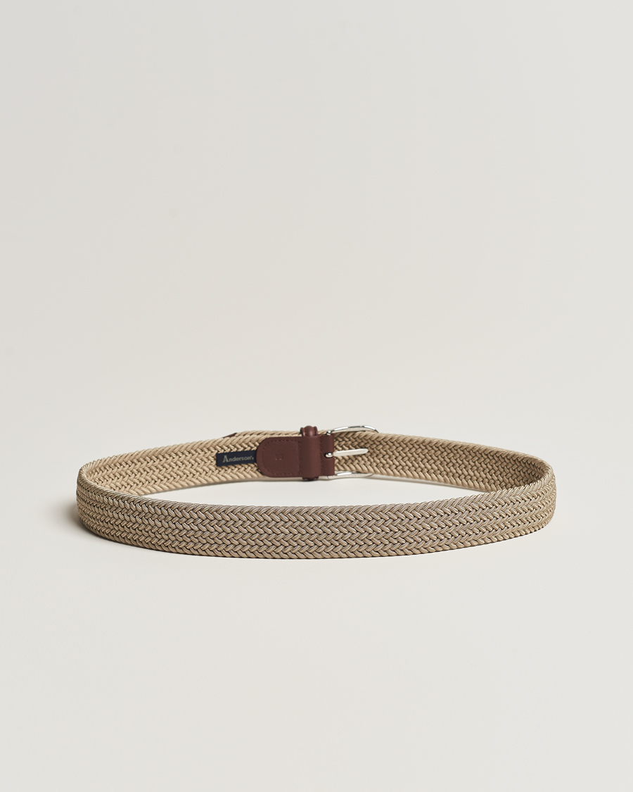 Anderson's Stretch Woven 3,5 cm Belt Beige