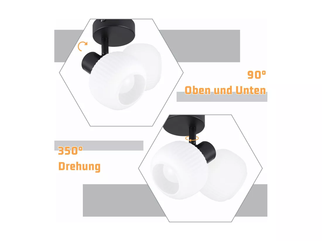 NETTLIFE Spot de plafond noir E14 abat-jour en verre vintage d'intérieur Spot moderne pour chambre à coucher salon