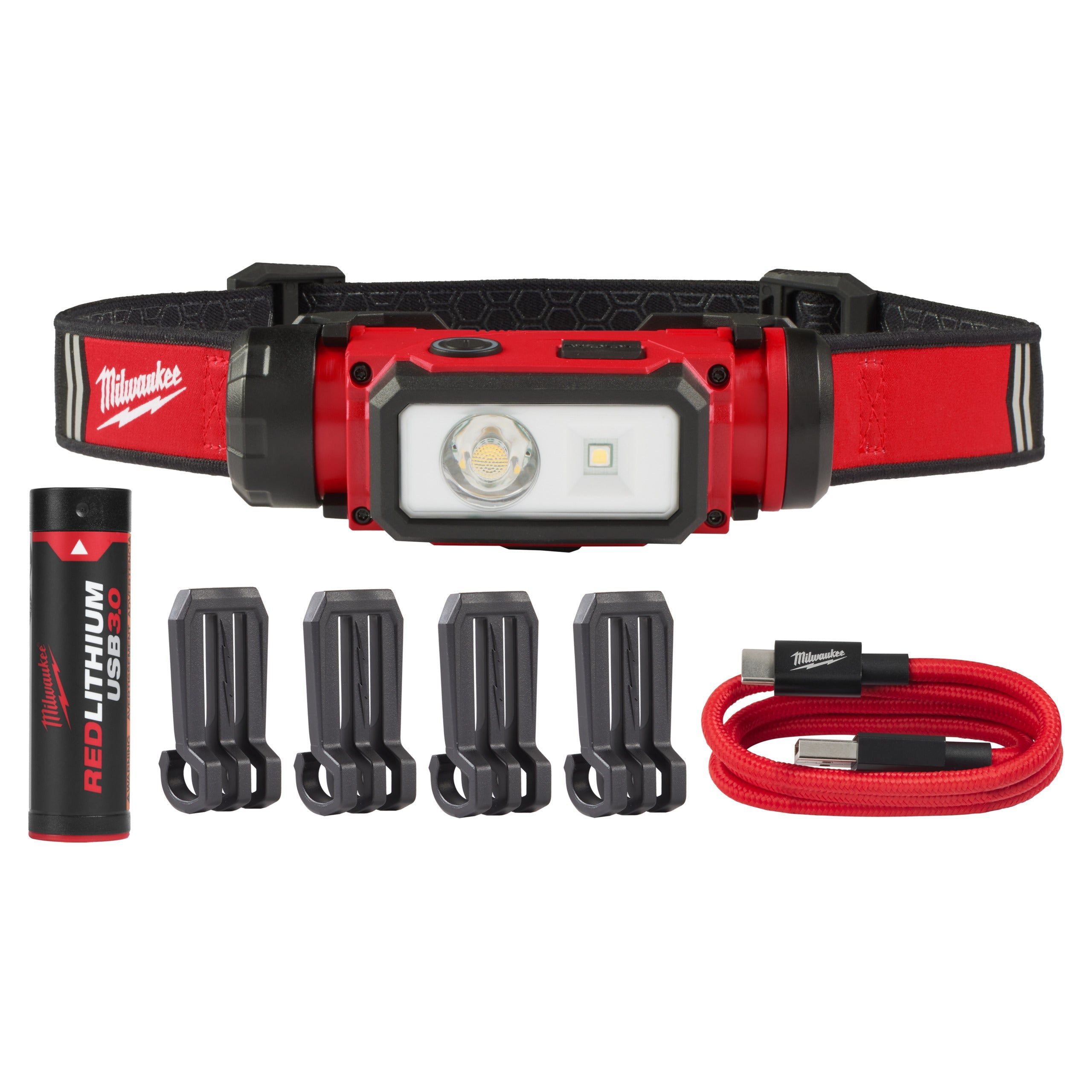 Milwaukee L4 HL2-301 USB Hoofdlamp REDLITHIUM™ 3.0Ah USB batterij - 4933479963