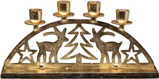 Creativ deco Kerzenhalter »Adventsleuchter Weihnachtslandschaft« Stabkerzenhalter, Weihnachtsdeko, Breite ca. 35 cm, 4-flammig