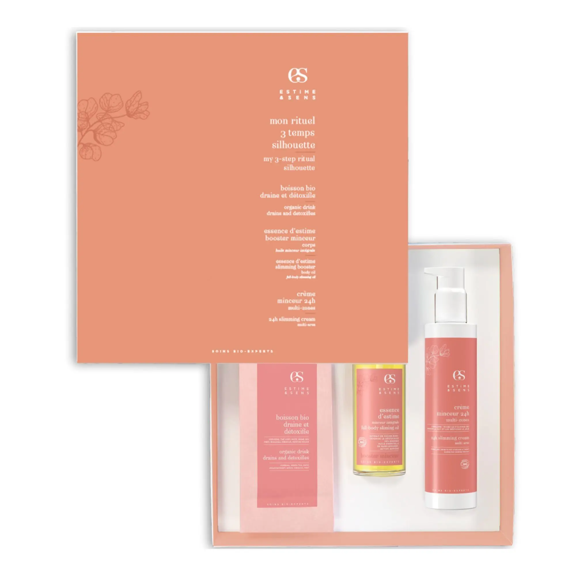 Estime & Sens - Coffret Rituel 3 Temps Silhouette Crème Minceur, Booster & Boisson Drainante- Femme