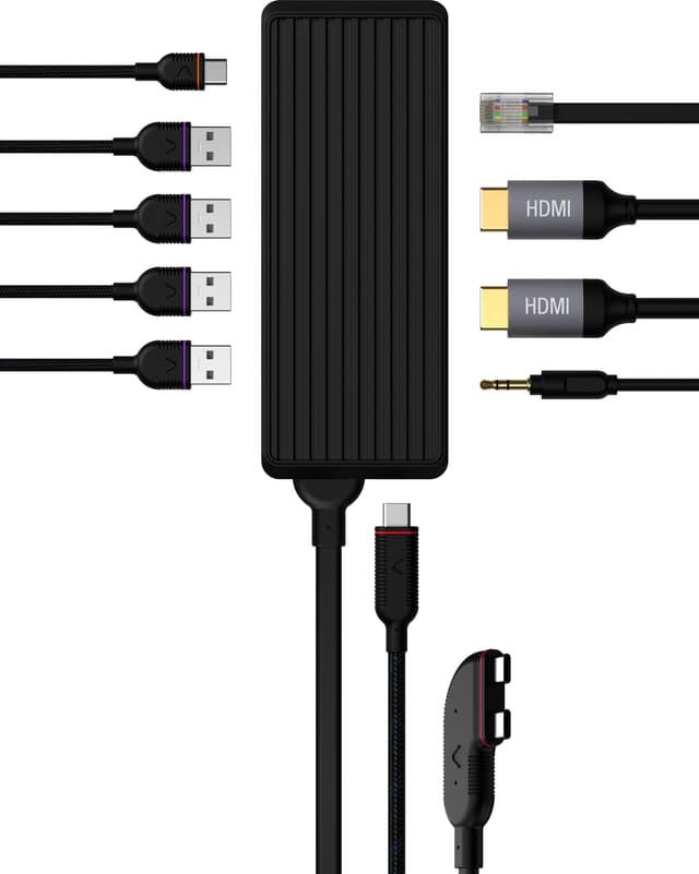 Unisynk 10 Port Dual Screen Hub adapter til Mac (sort)