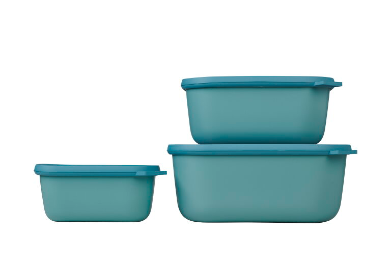 Mepal Cirqula Multischüsselset rechteckig hoch 3-teilig 750 / 1500 / 3000 ml nordic green