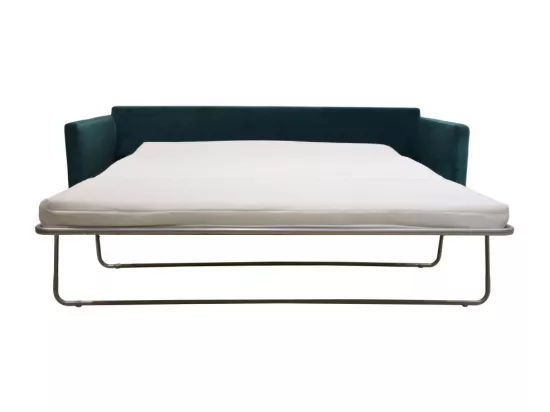Villabon - Canapé convertible 4 places en velours pieds bois foncé - vert eucalyptus