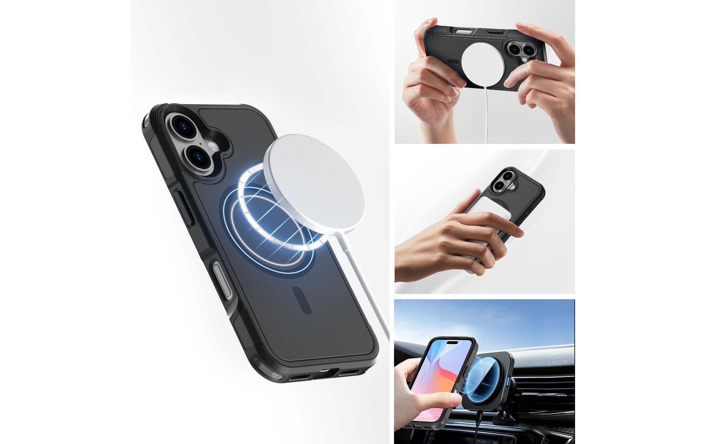 Back Cover Defend iPhone 16Schutzhülle mit integrierten Magneten für das Apple iPhone 16