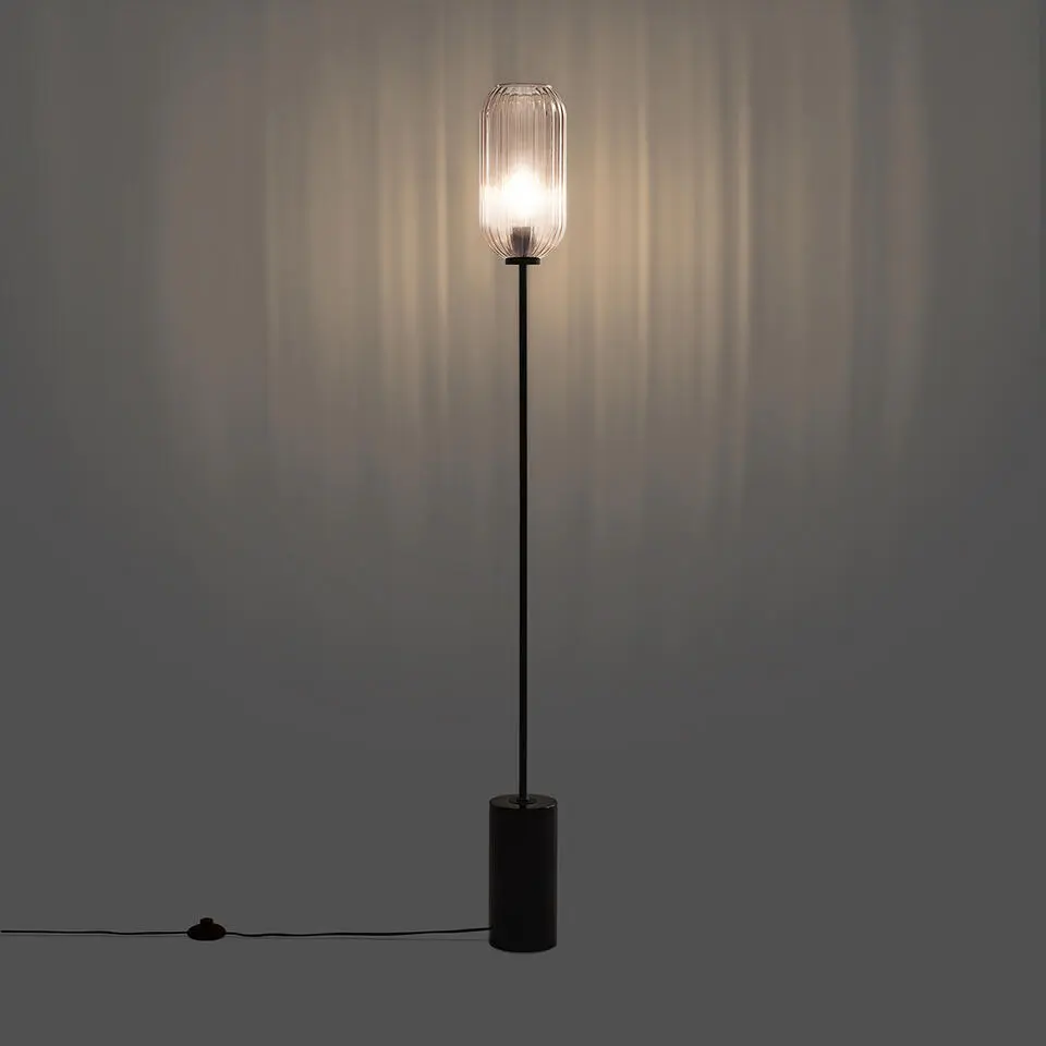 Qazqa vloerlampen rid zwart e27