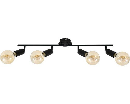 Plafondspot, 4-lichts, L 69,5 cm, zwart