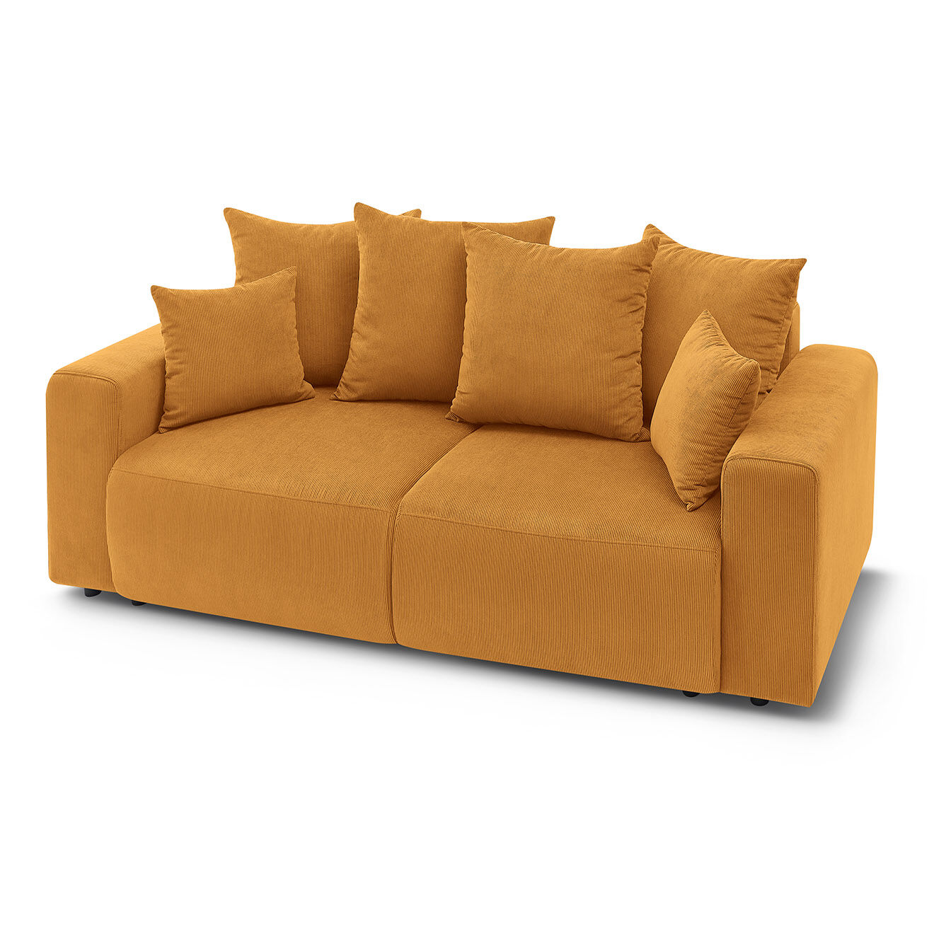 Bobochic Canapé droit fixe 2 places envy velours côtelé jaune - 210x100x95 cm