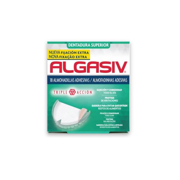 Algasiv Almofadinhas Adesivas Dentadura Superior 18   12 Unidades