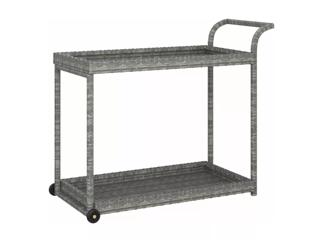 Chariot de bar Gris 100x45x83 cm Résine tressée
