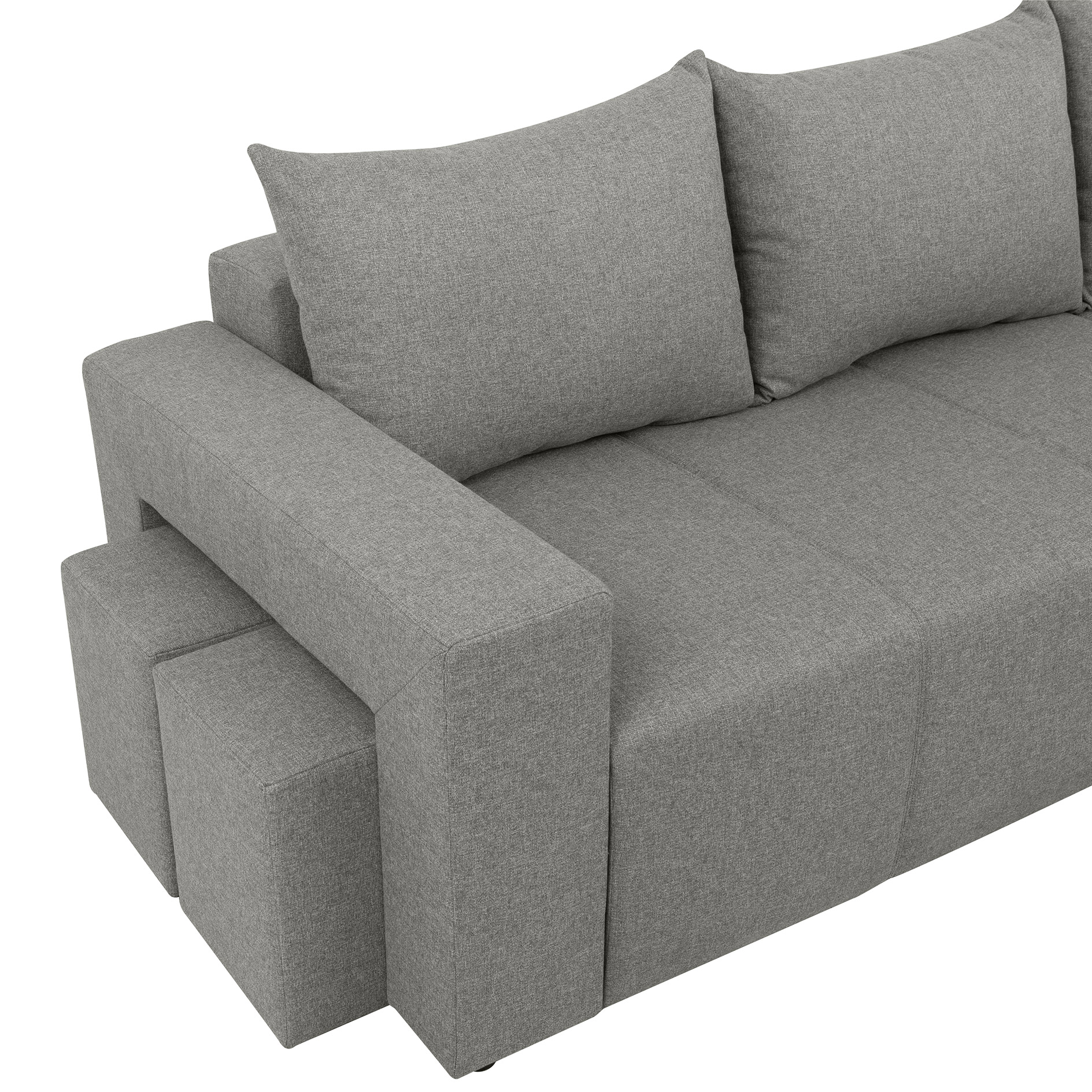 Ecksofa - grey - Liegefunktion und Staukasten