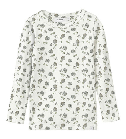 Lil' Atelier Bluse - Rib - NmfGavo - Kokosmilch/Blue Flower